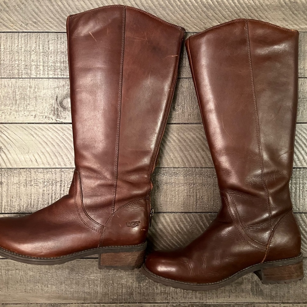 UGG Chestnut Leather Tall Boots